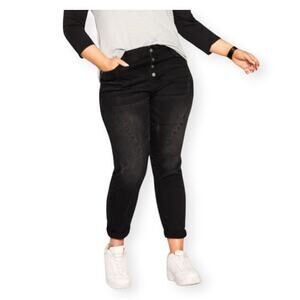 Societie+ Suki Roll Up Jeans Distressed in Washed Black Women's Plus Size 20 New